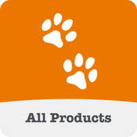 Orange and white logo with paw prints and 'All Products' label.