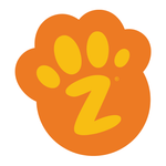 Orange paw print logo with a stylised yellow "z" in the centre, set against a white background.