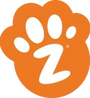 Orange paw print logo with a stylised white "z" in the center, set against a white background.