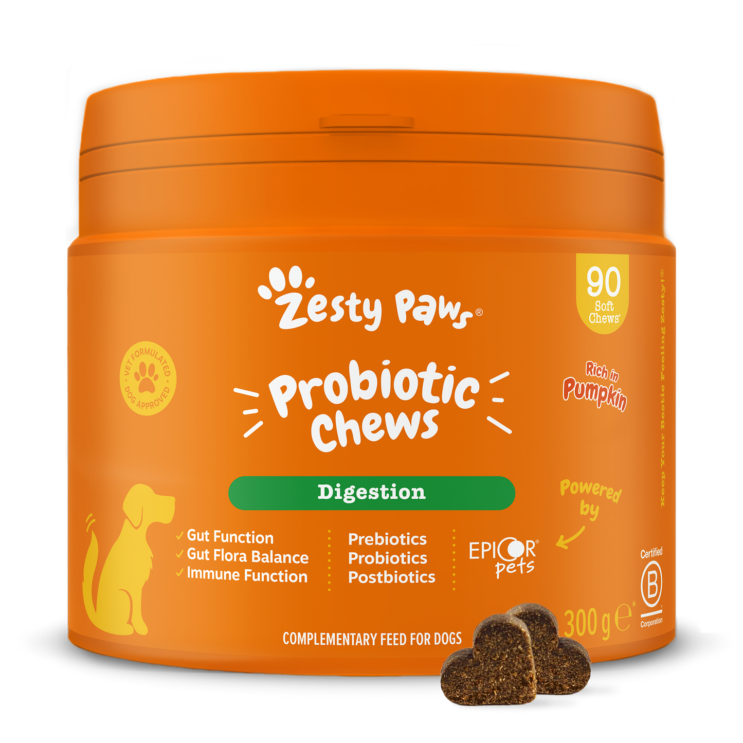 Zesty Paws Probiotic Chews - Pumpkin - 90 Chews