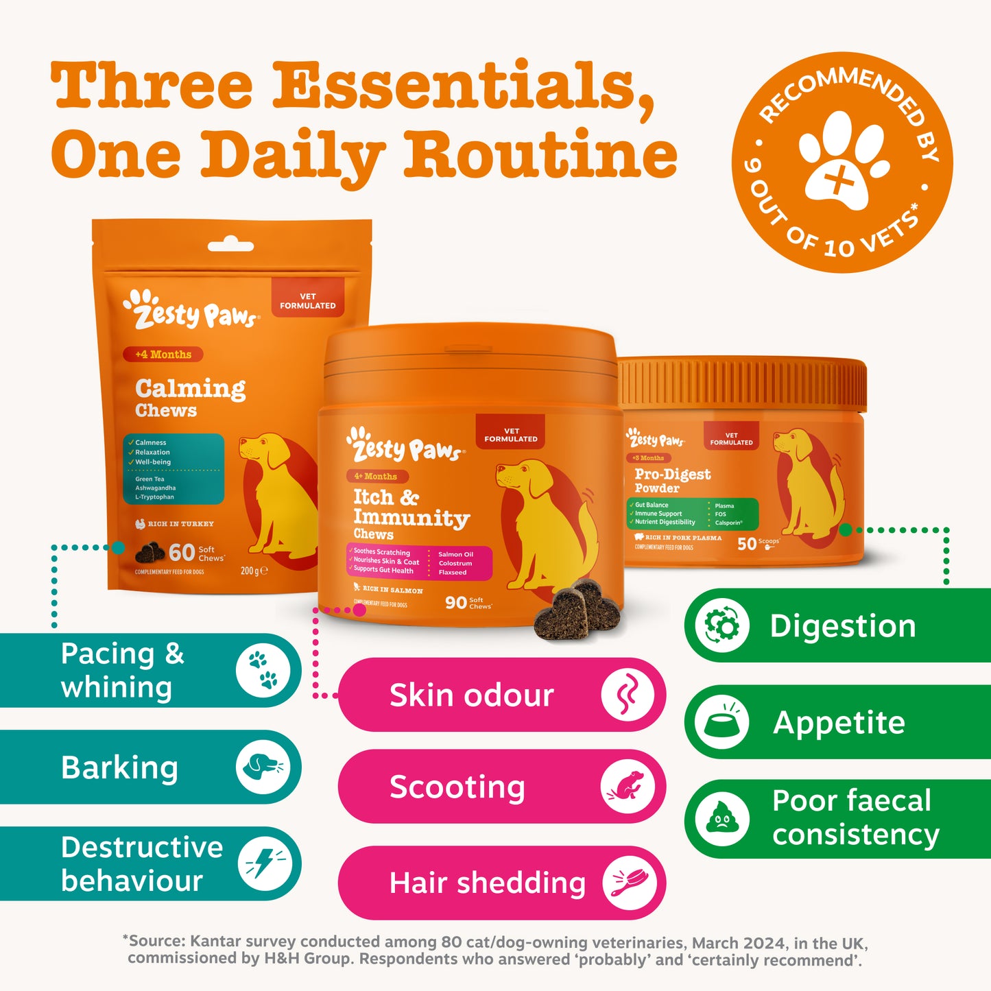Zesty Paws Rescue Dog Trio